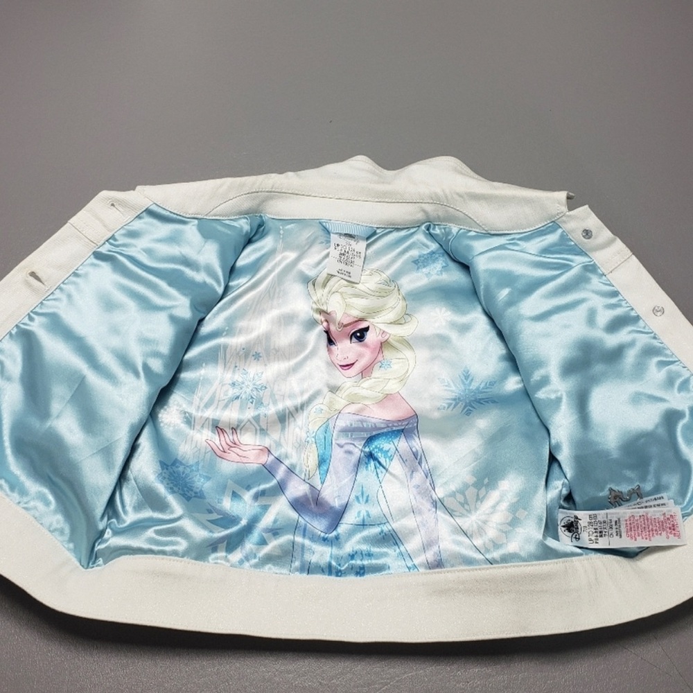 Disney frozen white a silver sparkle denim jean jacket girls size 7-8 - Picture 2 of 2